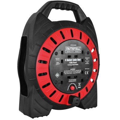 Faithfull FPPCR10MSE Slim Body Electric Cable Reel 10m