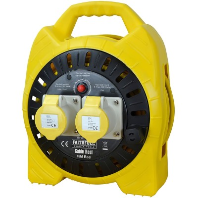 Faithfull 110V 15M Electric Site Extension Cable Reel 110 Volt FPPCR15MSEL