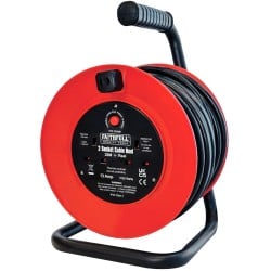 Faithfull FPPCR20M Electric Cable Reel Drum Twin Socket 20 meter