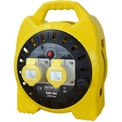 Faithfull 110V 25M Electric Site Extension Cable Reel 110 Volt FPPCR25MSEL