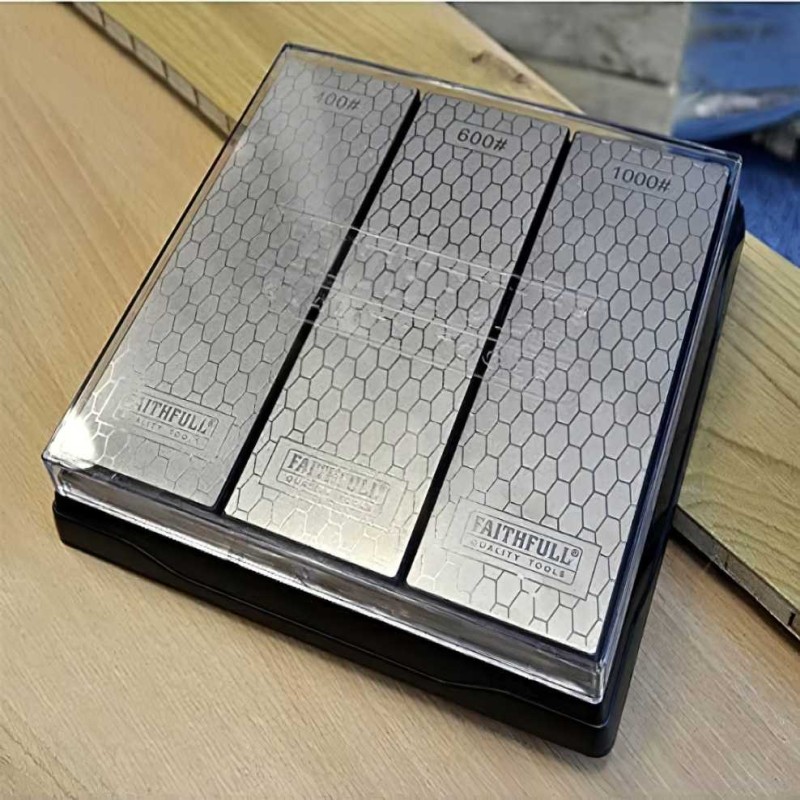 Faithfull FAIDWTRIPLE Diamond Sharpening Stone Dry Wet 3pc Kit