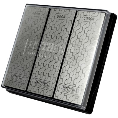 Faithfull Diamond Sharpening Stone Dry or Wet 3pc Kit FAIDWTRIPLE