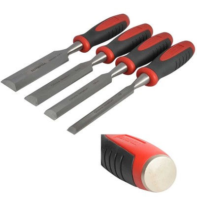 Faithfull Wood Chisel 4 Piece Set Red in Storage Wallet FAIWCRSET4W