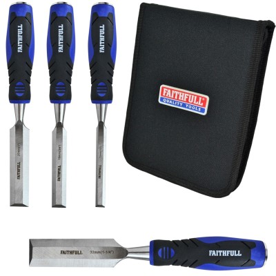 Faithfull Wood Chisel 4pc Set and Storage Wallet FAIWCSGS4W