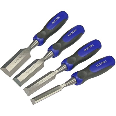 Faithfull Wood Chisel Stubby Butt Bevel 4pc Set FAIWCBUTTS4