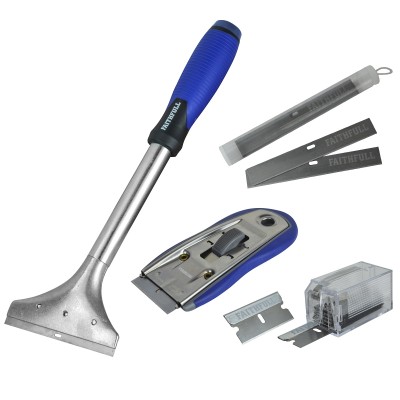 Faithfull FAISCRASET4 Long Handle Sharp Scraper Glass Decorating Set