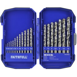 Faithfull HSS Metal Wood Plastic Drill Bit 19pc Set FAIM19PSET-CLAMB