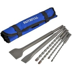 Faithfull SDS Plus Chisel and Drill Bit Set SDS+ Tool Roll FAISDSSET6BP