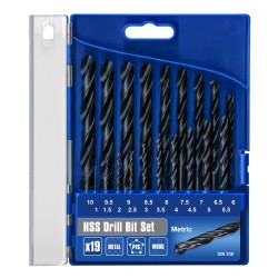 Faithfull HSS Jobber Metal Wood Plastic Drill Bit 19pc Set FAIM19PSET