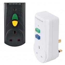 Faithfull RCD Electric Circuit Breaker Safety Wall Plug Adapter Black or White