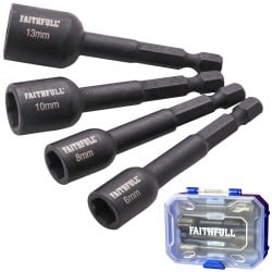 Faithfull FAISBMNUT4S Impact Nut Driver Mixed 4pc Set XMS25NUTD4 Faithfull FAISBMNUT4S Impact Nut Driver Mixed 4pc Set XMS25NUTD4