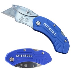 Faithfull FAITKNUTIL Folding Belt Clip Lock Back Utility Knife Blue XMS23UKNIFE