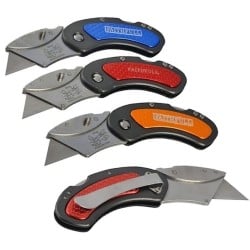 Faithfull FAITKUTILITY Folding Lock Back Utility Knife Red Orange Blue