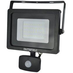 Faithfull SMD LED Floodlight 30W Security Light inc PIR FPPSLWM30S