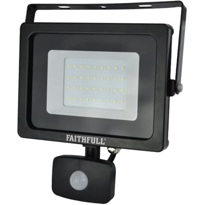 Faithfull SMD LED Floodlight 30W Security Light inc PIR FPPSLWM30S