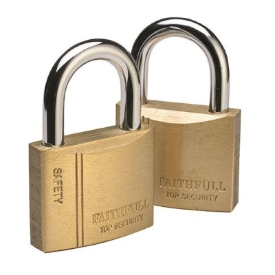 Faithfull Same Key Brass Keyed Alike Padlocks Twin Pack FAIPLB40KA