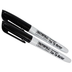 Faithfull Black Fine Permanent Marker Pen Multi Surface 2pk FAIFTMBLK2