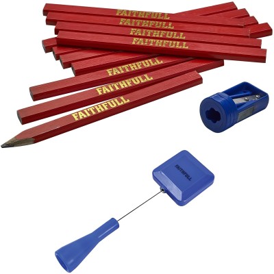 Faithfull FAICPRKIT Carpenters Pencil Sharpener Retractable Lanyard Set