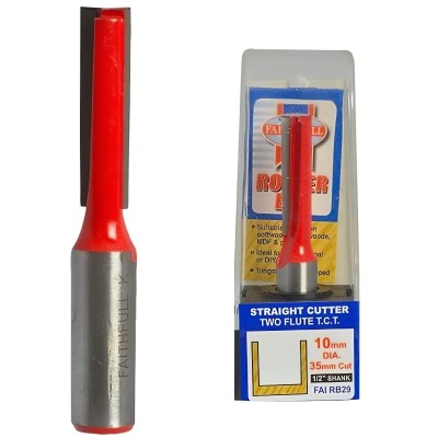Faithfull FAIRB29 Router Bit TCT Two Flute 10mm x 35mm 1/2in Shank