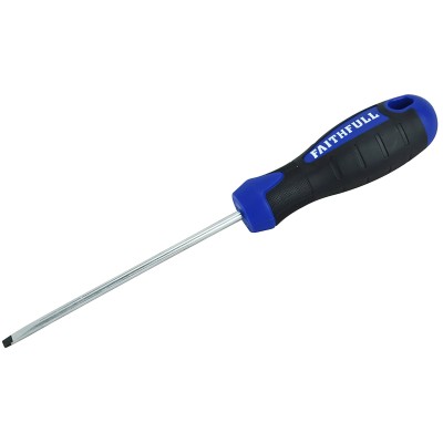 Faithfull Soft Easy Grip Slotted Flat Tip Parallel Screwdriver 100mm 4mm FAISDP100