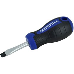 Faithfull Soft-Grip Slotted Screwdriver 40mm Stubby 6.5mm Flared Tip FAISDFS 