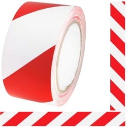 Faithfull Self Adhesive Hi Vis Red and White Hazard Tape 50mm FAITAPERWLAM