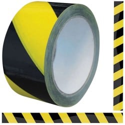 Faithfull Self Adhesive Hi Vis Yellow and Black Hazard Tape 50mm FAITAPEBYLAM 