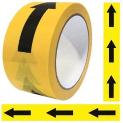 Faithfull Self Adhesive Hi Vis Yellow Black Arrows 50mm Hazard Direction Tape