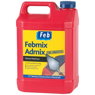 Feb Febmix Admix Original Mortar Plasticiser Admixture 5 Litre FBMIX5