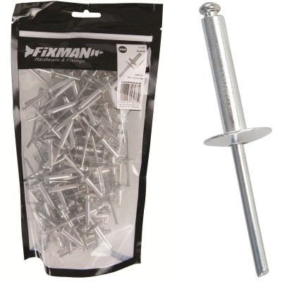 Fixman Flanged Large Head Blind Pop Rivets 4.8mm x 25mm 150pk 471294