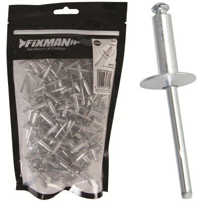 Fixman Flanged Large Head Blind Pop Rivets 4.8mm x 16mm 150pk 789283