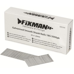 Fixman Galvanised Smooth-Shank Nails 25mm 18g 5000pk 585359 