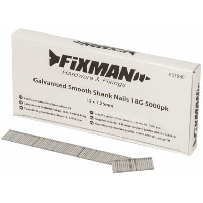 Fixman Galvanised Smooth-Shank Nails 12mm 18g 5000pk 861880
