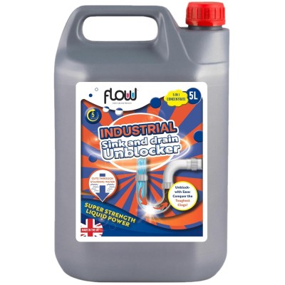 Flow Industrial Sink and Drain Unblocker Liquid 5 Litre DRAIN5L