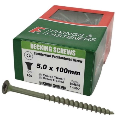 Forgefix Timber Decking Pozi Screws 5.0 100mm Box 100 DS5100