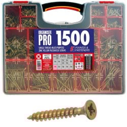 ForgeFix Multi Purpose Pozi Wood Screws 1500pc Organiser Set OPMPS1500Y 
