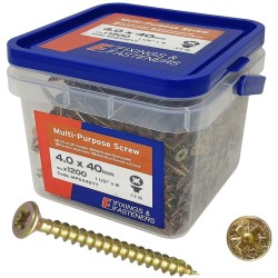 ForgeFix Pozi Wood Screw 4.0 x 40mm 1200 Tub Multi Purpose Screws MPS440YT