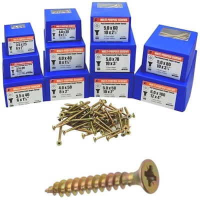 ForgeFix Multi Purpose Pozi Drive Wood Screws 1800 Piece MPSPACK