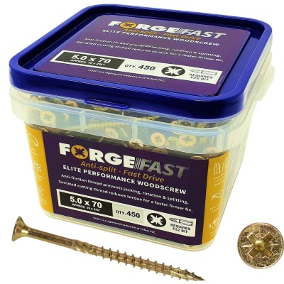 ForgeFix ForgeFast 4.0 40mm Tub of 1200 Pozi Elite Wood Screws FFP440YT