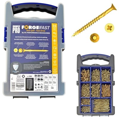 ForgeFix ForgeFast Pozi Elite Wood Screws 1000pc Organiser Set OPFFP1000Y
