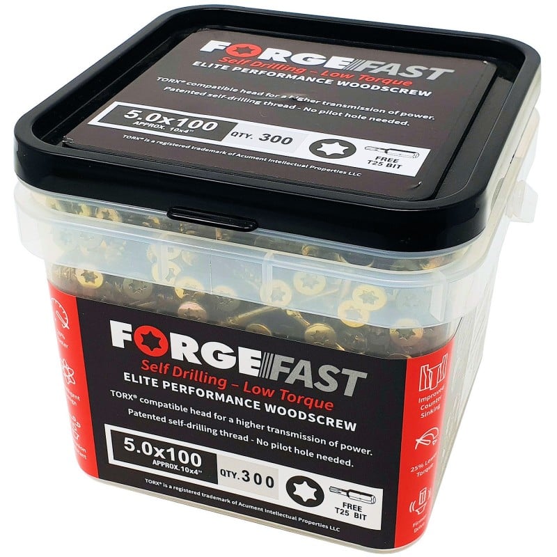ForgeFix Forgefast Multi Purpose TORX Wood Screws 4.0 25mm 1600 Tub FFT425YT