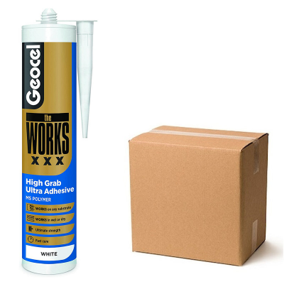 Geocel The Works Pro X Extra Grab Strong Fast Adhesive White Box of 6