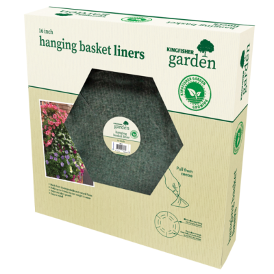 Kingfisher Flower Hanging Basket Green Jute Liner Round 16 inch HBL16