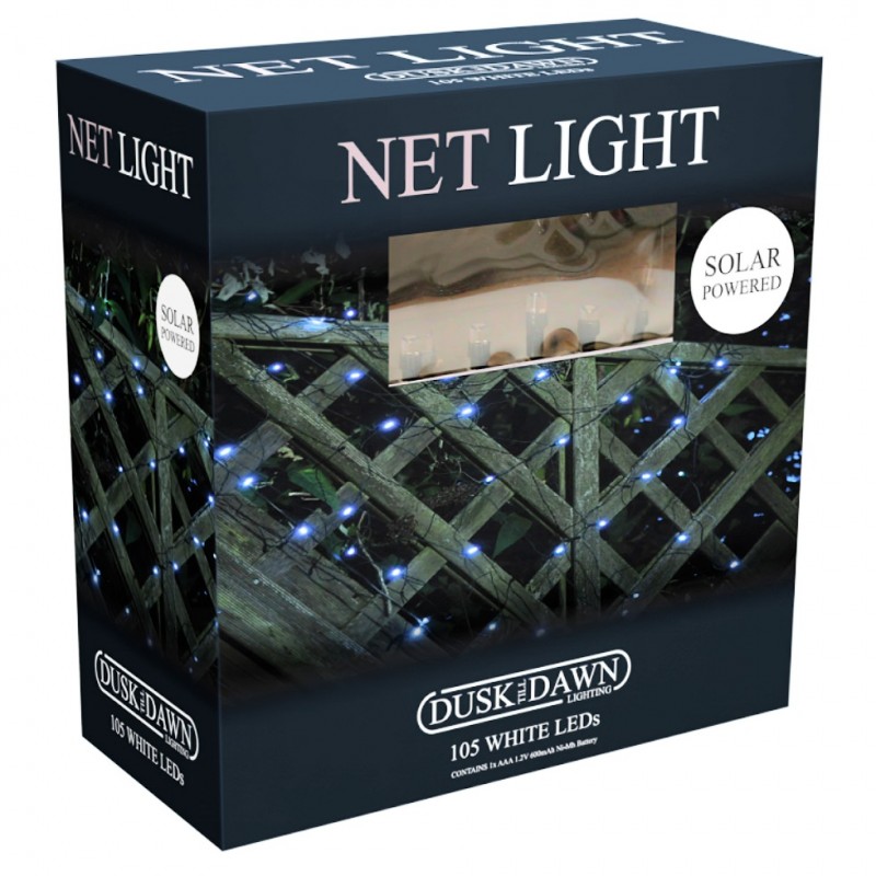 Dusk Till Dawn Solar Powered Outdoor Fairy Net Lights 105 White LED