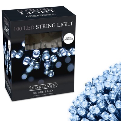 Dusk Till Dawn Solar Powered String Fairy Outdoor Lights 100 White LED SLSL3