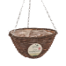 Kingfisher Dark Rattan Willow Wicker Round Hanging Flower Basket 12 inch HB12R