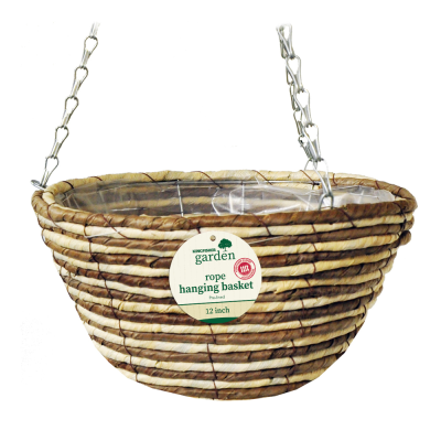 Kingfisher Natural Rope Hanging Flower Basket 12 inch HB12RR