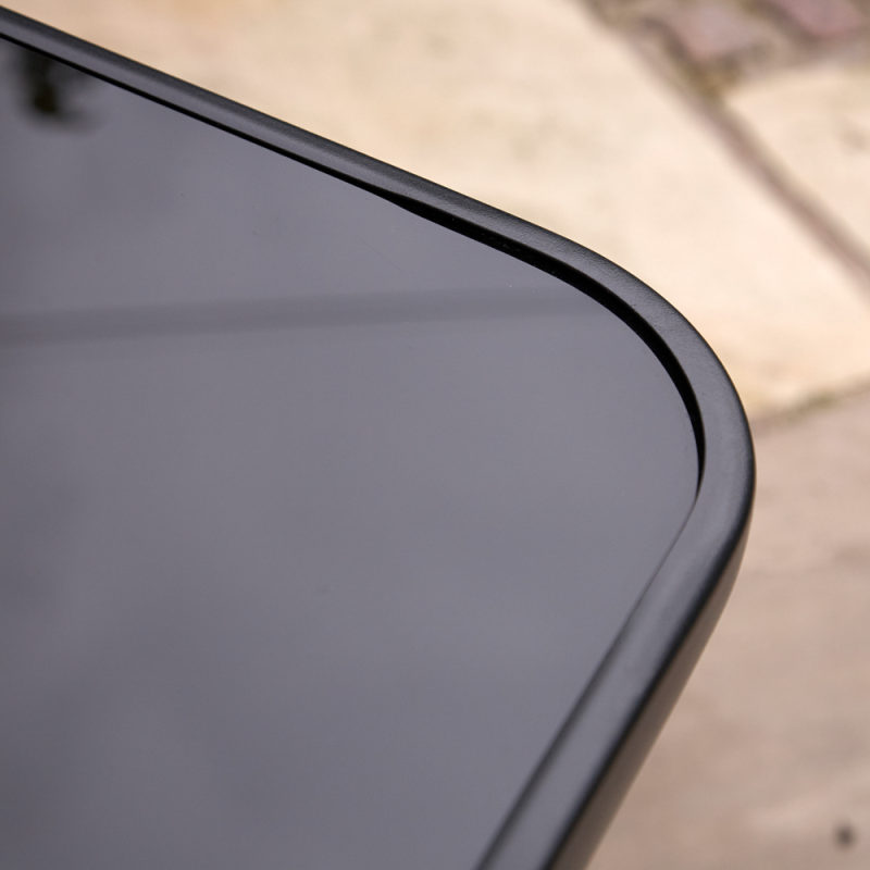 Kingfisher Folding Black Glass Drinks Garden Patio Table FSDT