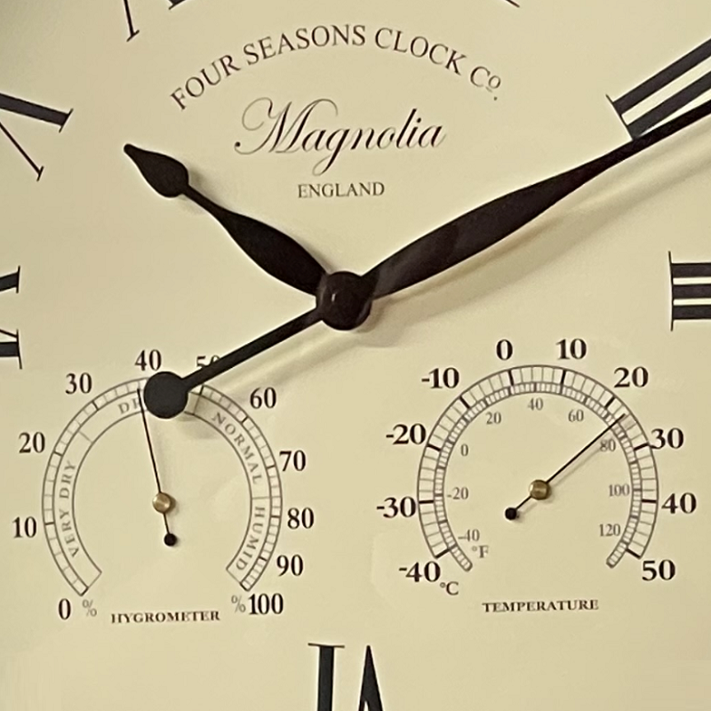 Four Seasons Vintage Magnolia Home Garden Clock Thermometer GCLOCK12