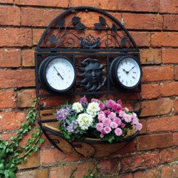 Four Seasons Vintage Decorative Wall Planter Garden Clock Thermometer GCTC